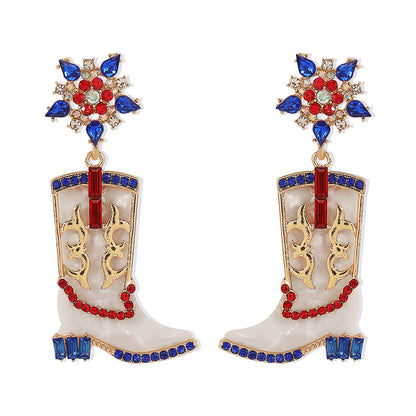 1 Pair Cowboy Style Simple Style Boots Plating Inlay Alloy Rhinestones Drop Earrings