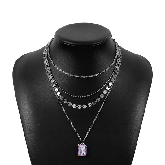 Modern Style Simple Style Color Block Zircon Alloy Wholesale Layered Necklaces