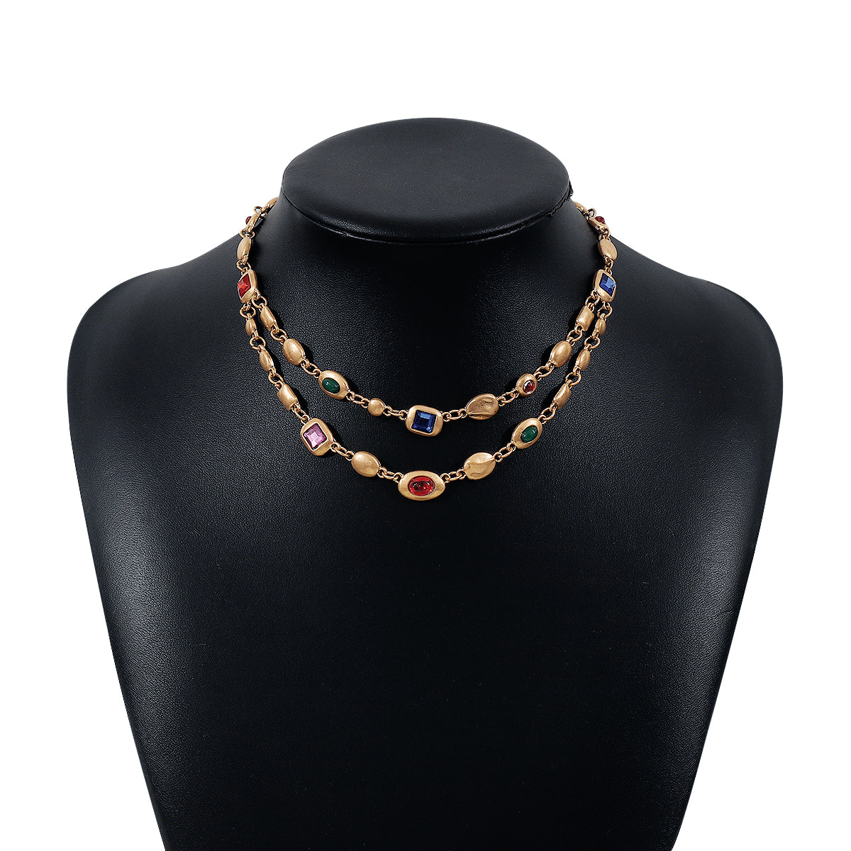 Ethnic Style Simple Style Color Block Alloy Glass Women's Layered Necklaces