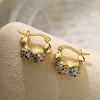 1 Pair Simple Style Geometric Solid Color Plating Inlay Copper Zircon 18k Gold Plated Hoop Earrings