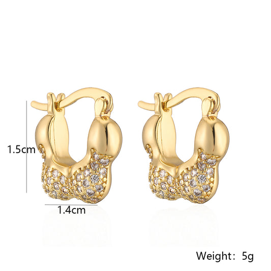 1 Pair Simple Style Geometric Solid Color Plating Inlay Copper Zircon 18k Gold Plated Hoop Earrings