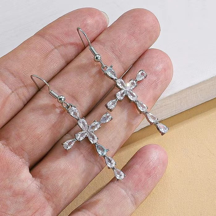 1 Pair Vintage Style Cross Plating Copper Drop Earrings