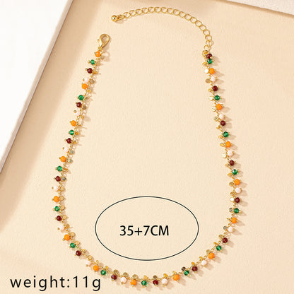 Vintage Style Geometric Color Block Alloy Beaded Plating Women's Necklace