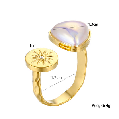 Vintage Style U Shape Stainless Steel Plating Inlay Zircon 18k Gold Plated Open Rings