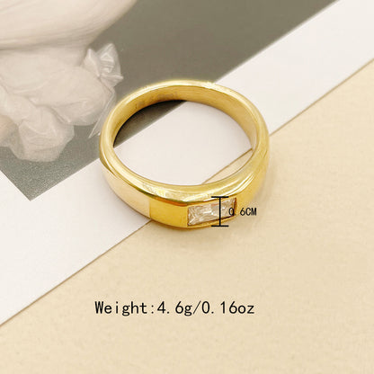 Simple Style Geometric Stainless Steel Plating Inlay Zircon 18k Gold Plated Rings