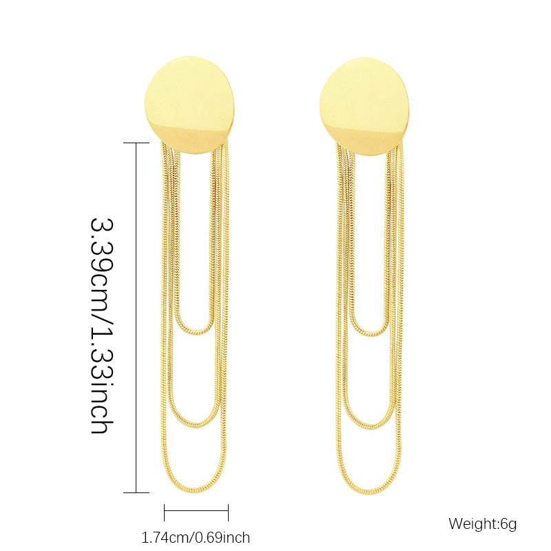 1 Pair Classic Style Tassel Plating Inlay Stainless Steel Zircon Gold Plated Drop Earrings