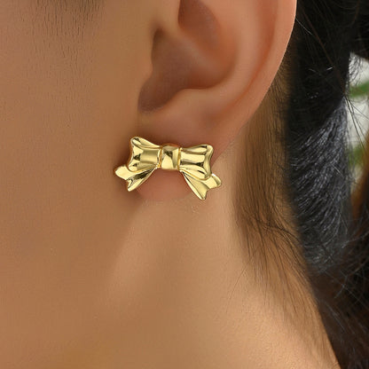 1 Pair Simple Style Insect Bow Knot Pearl Inlay Alloy Zinc Rhinestones Drop Earrings Ear Studs