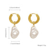 1 Pair Commute Irregular Plating Stainless Steel Freshwater Pearl Gold Plated Drop Earrings