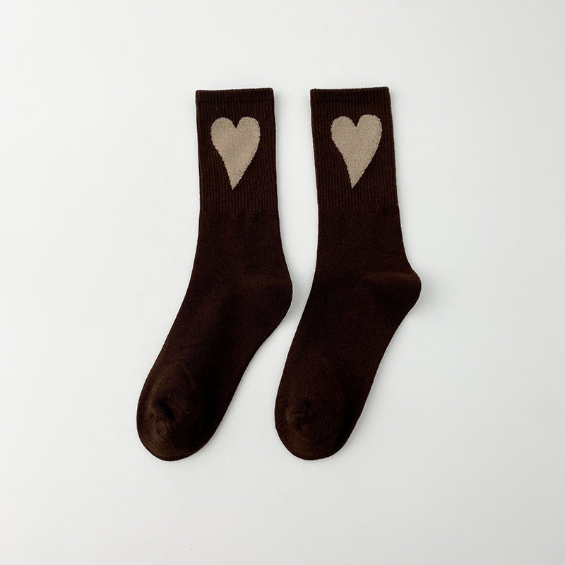 Women'S Simple Style Heart Shape Nylon Cotton Crew Socks A Pair