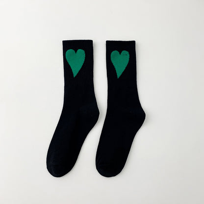 Women'S Simple Style Heart Shape Nylon Cotton Crew Socks A Pair