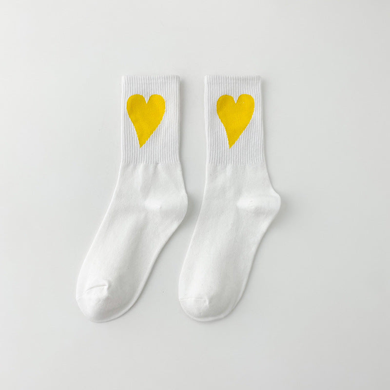 Women'S Simple Style Heart Shape Nylon Cotton Crew Socks A Pair