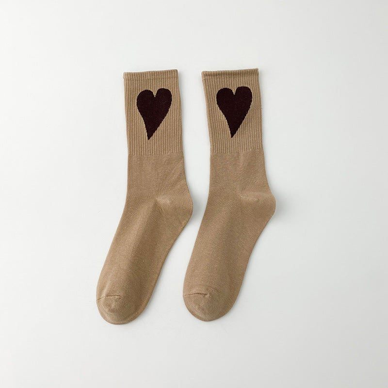 Women'S Simple Style Heart Shape Nylon Cotton Crew Socks A Pair