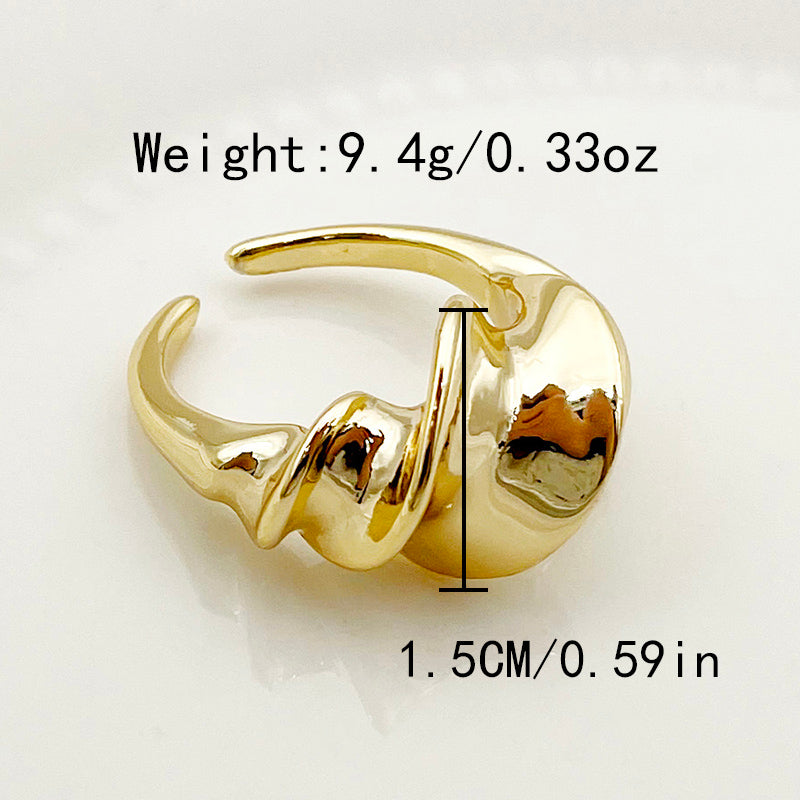 Simple Style Irregular Copper Gold Plated Open Rings In Bulk