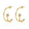 1 Pair Ig Style Elegant Sweet Star Polishing Plating Inlay Stainless Steel Zircon 18k Gold Plated Ear Studs