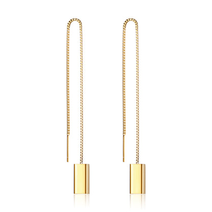 1 Pair Ig Style Simple Style Square Solid Color Polishing Plating Stainless Steel 18k Gold Plated Ear Line