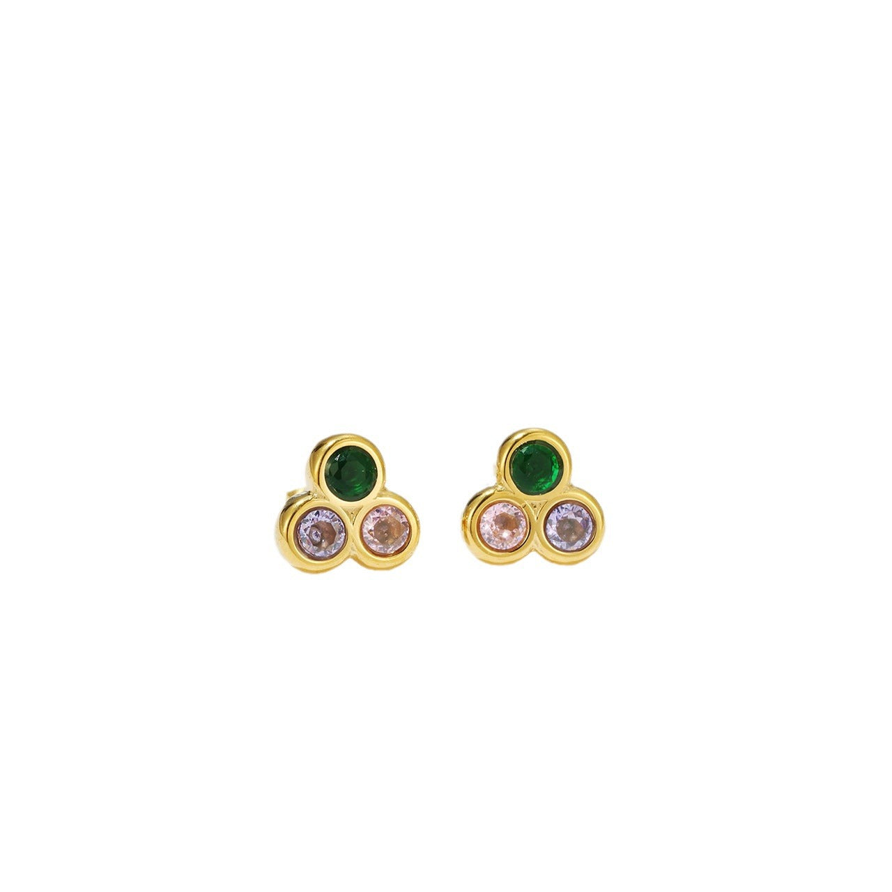 1 Pair Elegant Sweet Round Stitching Plating Inlay Stainless Steel Zircon White Gold Plated Gold Plated Ear Studs