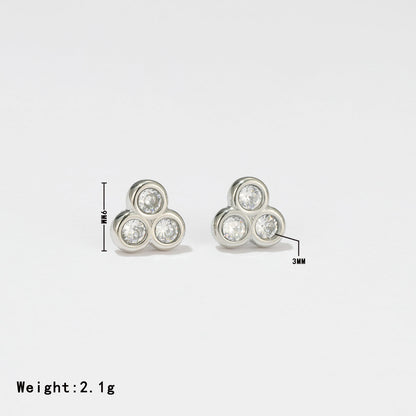 1 Pair Elegant Sweet Round Stitching Plating Inlay Stainless Steel Zircon White Gold Plated Gold Plated Ear Studs