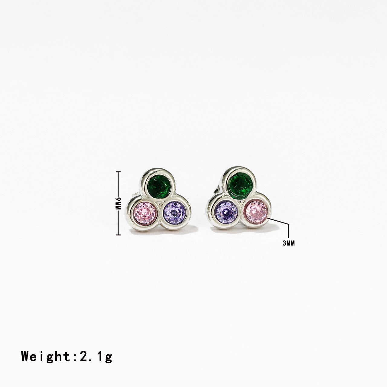 1 Pair Elegant Sweet Round Stitching Plating Inlay Stainless Steel Zircon White Gold Plated Gold Plated Ear Studs