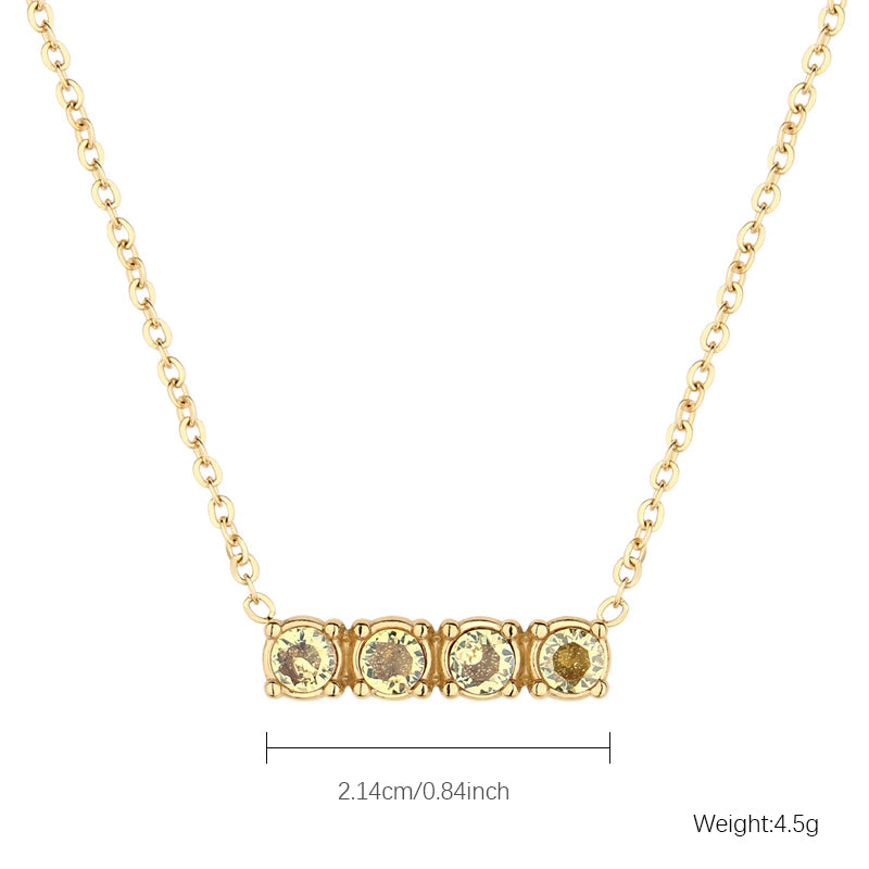 Casual Simple Style Geometric Stainless Steel Inlay Zircon Gold Plated Necklace