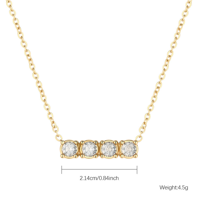 Casual Simple Style Geometric Stainless Steel Inlay Zircon Gold Plated Necklace