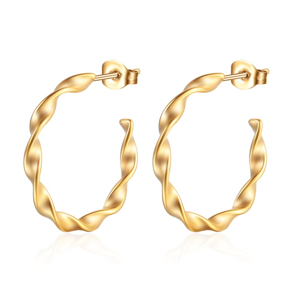 1 Pair Simple Style Waves Plating Stainless Steel 18k Gold Plated Ear Studs