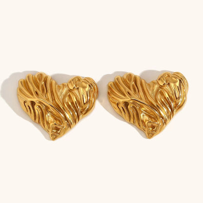 1 Pair Simple Style Heart Shape Plating Titanium Steel Gold Plated Ear Studs