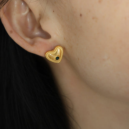 1 Pair Vintage Style Heart Shape Plating Titanium Steel Ear Studs
