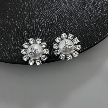 1 Pair Vintage Style Round Oval Flower Plating Alloy Drop Earrings