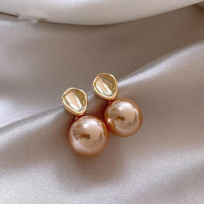 1 Pair Sweet Geometric Round Plating Imitation Pearl Drop Earrings