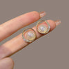 1 Pair Sweet Geometric Round Plating Imitation Pearl Drop Earrings