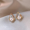 1 Pair Sweet Geometric Round Plating Imitation Pearl Drop Earrings