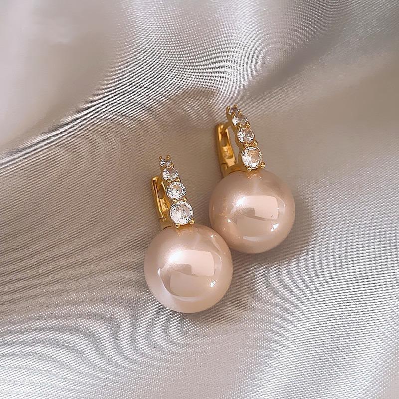 1 Pair Sweet Geometric Round Plating Imitation Pearl Drop Earrings