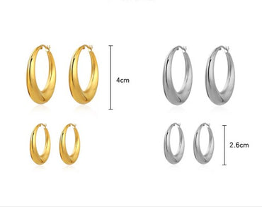 1 Pair Vintage Style Geometric Solid Color Plating Titanium Steel 18k Gold Plated Hoop Earrings