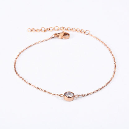 Simple Style Solid Color Stainless Steel Inlay Zircon Bracelets