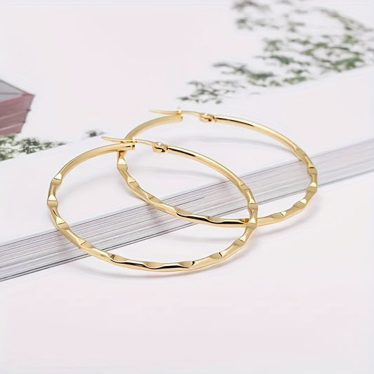 1 Pair Simple Style Classic Style Solid Color Plating Stainless Steel 18k Gold Plated Earrings