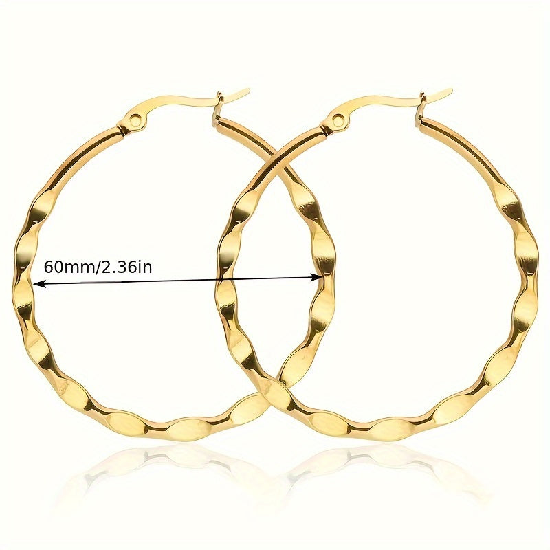 1 Pair Simple Style Classic Style Solid Color Plating Stainless Steel 18k Gold Plated Earrings