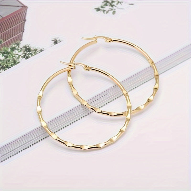 1 Pair Simple Style Classic Style Solid Color Plating Stainless Steel 18k Gold Plated Earrings