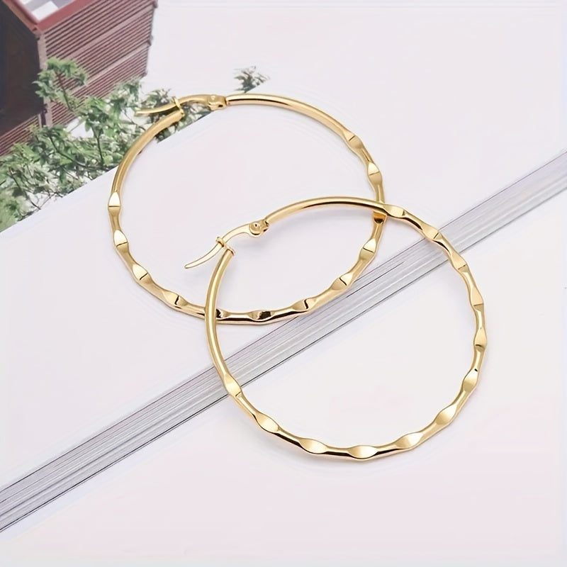 1 Pair Simple Style Classic Style Solid Color Plating Stainless Steel 18k Gold Plated Earrings