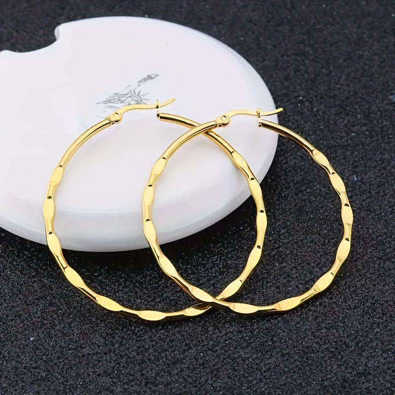 1 Pair Simple Style Classic Style Solid Color Plating Stainless Steel 18k Gold Plated Earrings