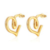 1 Pair Vintage Style Geometric Heart Shape Plating Stainless Steel Ear Studs