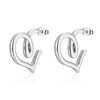 1 Pair Vintage Style Geometric Heart Shape Plating Stainless Steel Ear Studs