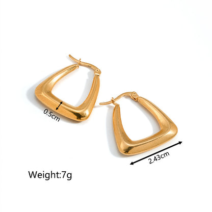 1 Pair Simple Style Commute Solid Color Plating Stainless Steel Gold Plated Earrings