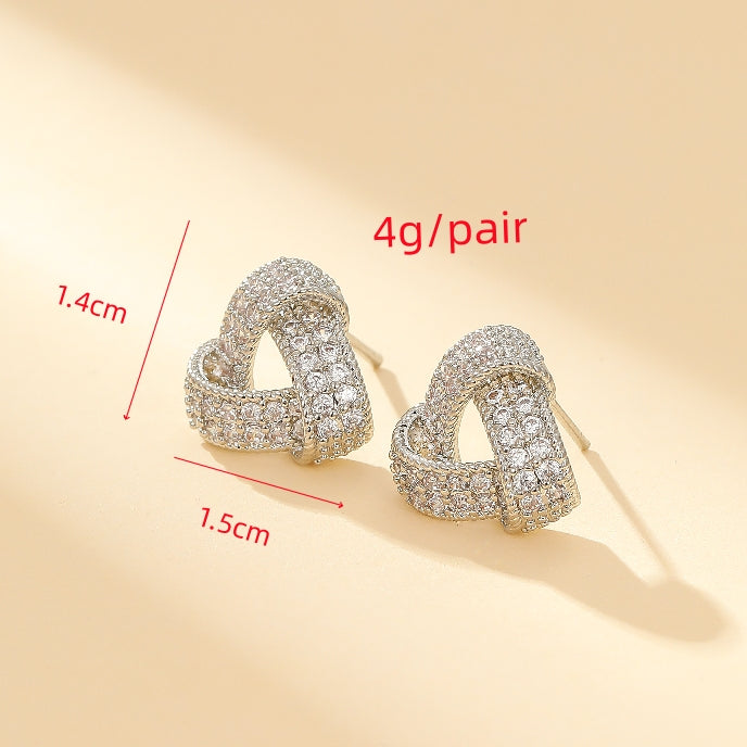 1 Pair Elegant Sweet Twist Plating Inlay Copper Zircon Gold Plated Ear Studs