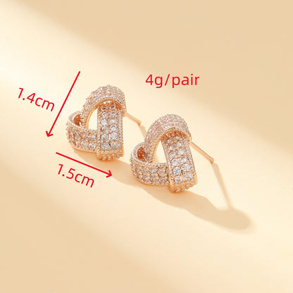 1 Pair Elegant Sweet Twist Plating Inlay Copper Zircon Gold Plated Ear Studs