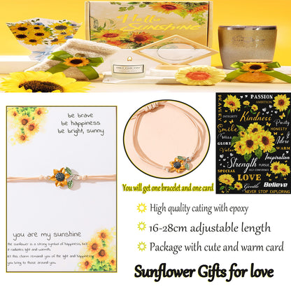 Sweet Sunflower Plant Bee Ccb Pu Leather Alloy Enamel Plating Inlay Rhinestones Gold Plated Rhodium Plated Unisex Drawstring Bracelets