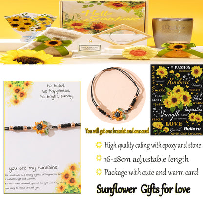 Sweet Sunflower Plant Bee Ccb Pu Leather Alloy Enamel Plating Inlay Rhinestones Gold Plated Rhodium Plated Unisex Drawstring Bracelets