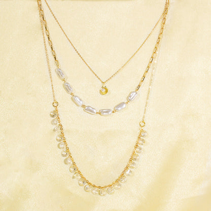 Simple Style Classic Style Shell Alloy Plating Gold Plated Women's Layered Necklaces