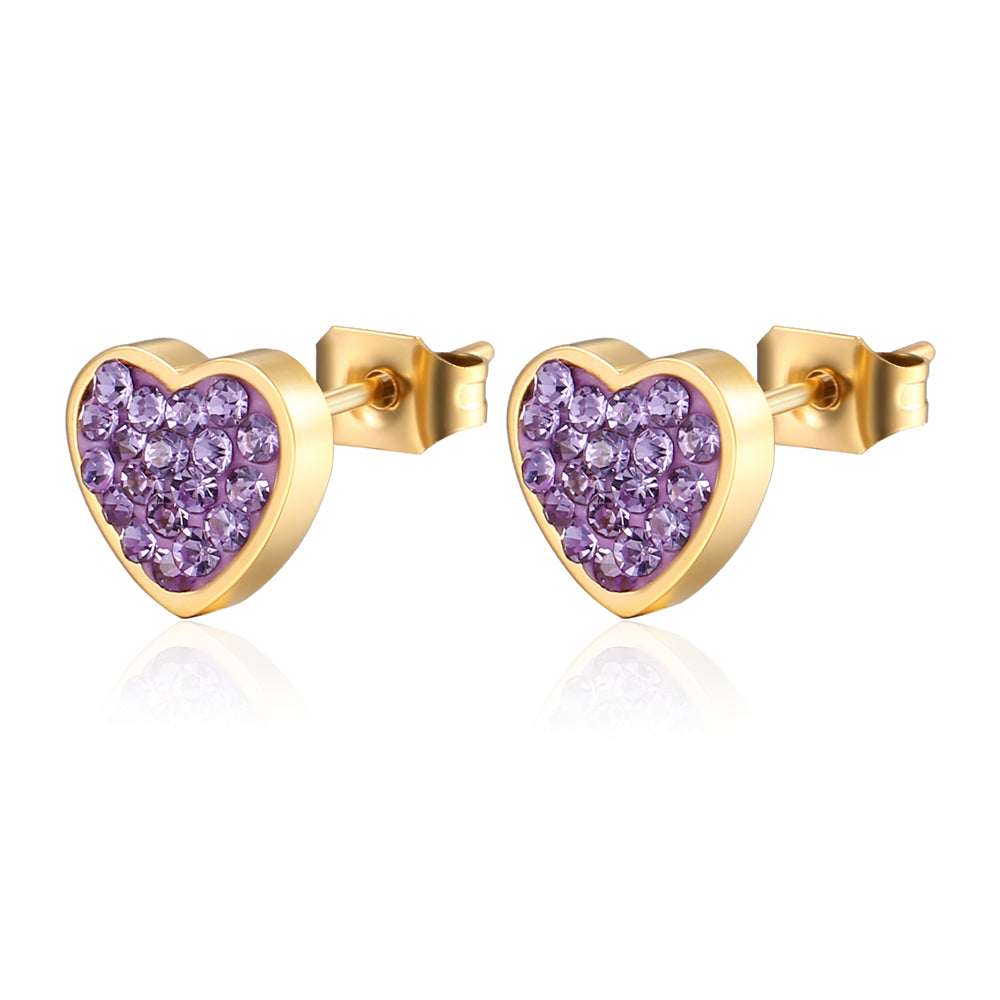 1 Pair Elegant Sweet Heart Shape Plating Inlay Stainless Steel Zircon 18k Gold Plated Ear Studs