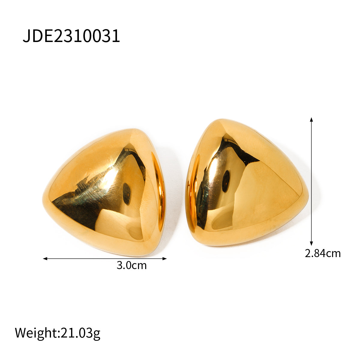 1 Pair Simple Style Triangle Plating Stainless Steel 18k Gold Plated Ear Studs