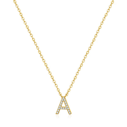 Casual Shiny Letter Copper Plating Inlay Zircon 14k Gold Plated Pendant Necklace